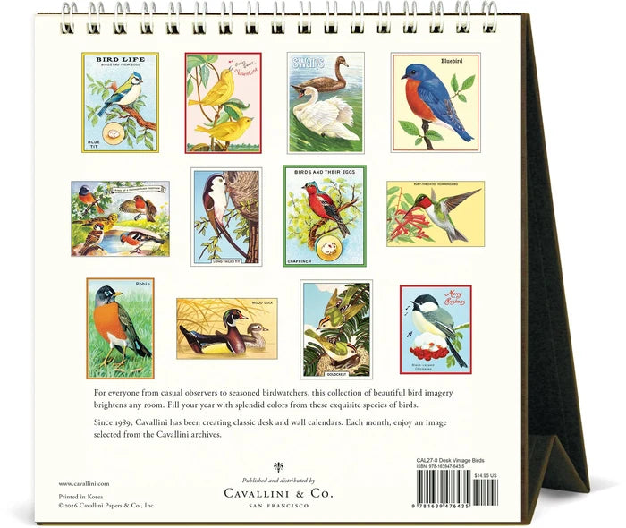 2027 Vintage Birds Desk Calendar